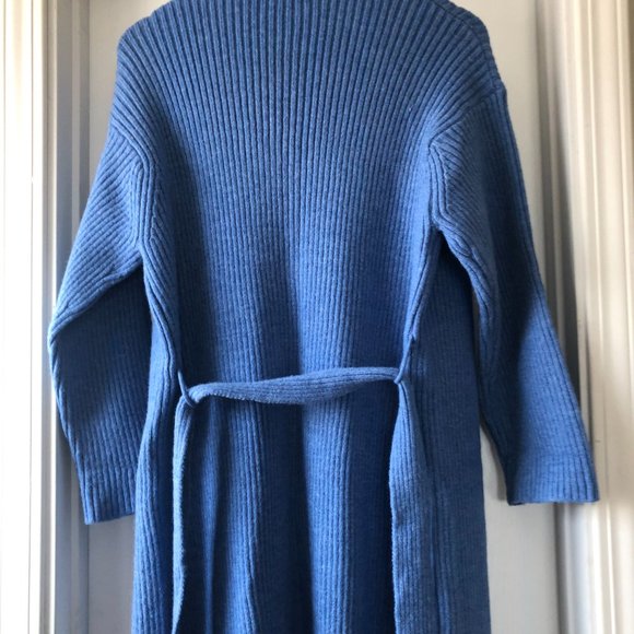 AMADI Anthropologie Long Sweater Cardigan Duster Rib Knit Blue size S - Picture 9 of 13